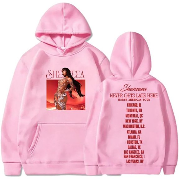 Shenseea Never Gets Late Here Tour 2024  Merch Hoodie Pockets Drawstring Unisex Hooded Sweatshirt Fashion Clothing