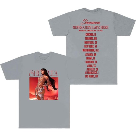 Shenseea Never Gets Late Here Tour 2024 Merch Short Sleeve T-shirt Unisex Fashion Crew Neck Top