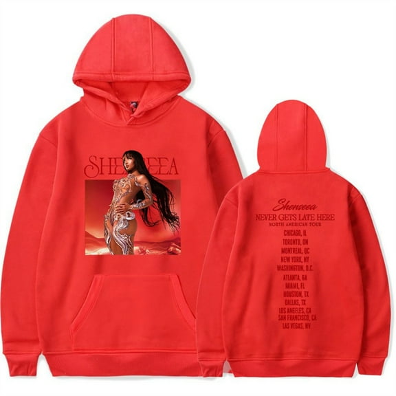 Shenseea Never Gets Late Here Tour Merch Hoodies Women Men Long Sleeve Casual Sweatshirt Clothes
