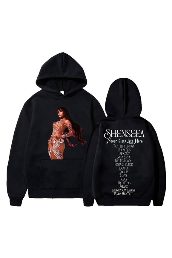 Shenseea Tour Hoodies Never Gets Late Here Tracklist Merch Hooded Women Men Fashion Casual Streetwear Sweatshirts