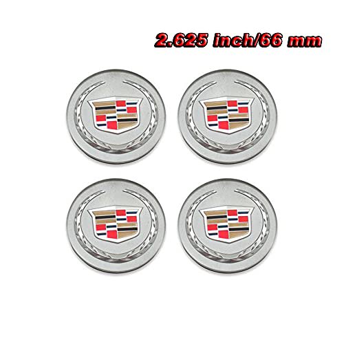 Shenwinfy 2 5/8" Wheel Center Hub Caps for Cadillac, 66mm Chrome Center Cap Emblem for ATS CTS DTS SRX XTS XLR Wheels 9597375 4PCS (Silver)