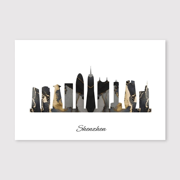 Shenzhen Skyline Map Canvas Wall Art – Modern Minimalist Geography Print for Home Decor – 8x12 inch