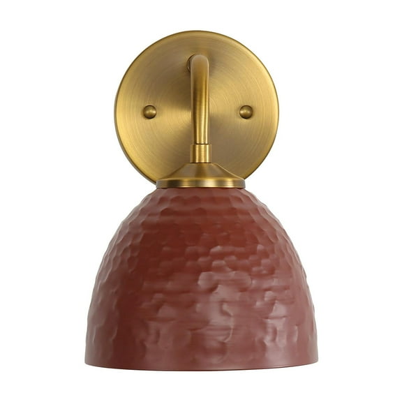 Golden Lighting Shepard 1-light Wall Sconce in Modern Brass and Russet Clay shade