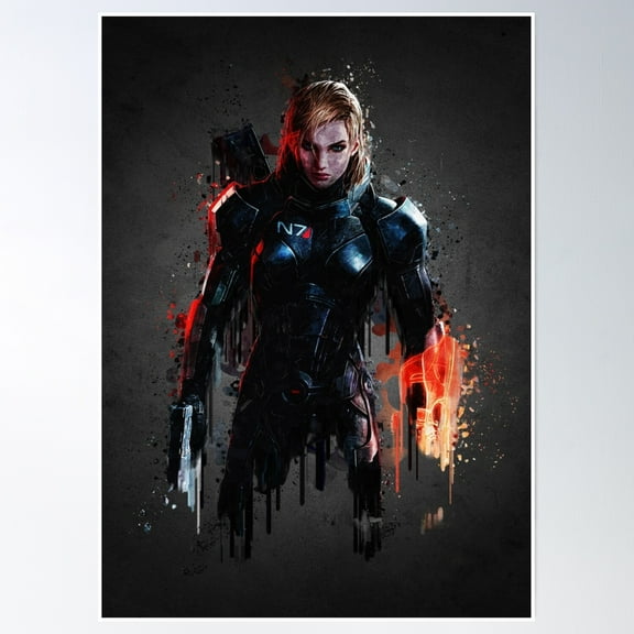 Shepard Galactic Commander | Star Warrior Design | Unique Sci-Fi Art Poster Wall Art, Modern Wall Decor, 8x12 UNFRAMED