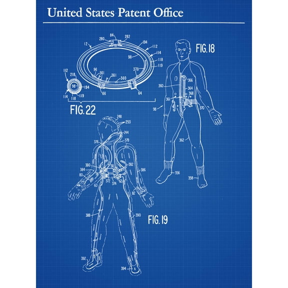 Shepard NASA Space Suit Internal Components 1973 Patent Extra Large XL Wall Art Poster Print