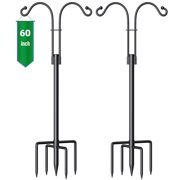 Shephards Hooks for Outdoor 60 Inches Double Sided Hook Plant Hangers Outdoor Hook Bird Feeder Pole Tall Shepherd Hook 5-Prong Base for Lanterns Planting Hanger Weddings Wind Chimes
