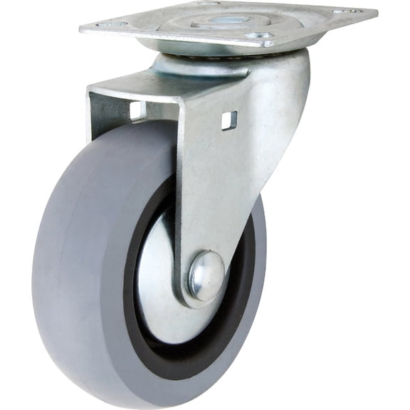 Shepherd Hardware Swivel Plate Caster - Thermoplastic Rubber Wheel - 3 In, Gray