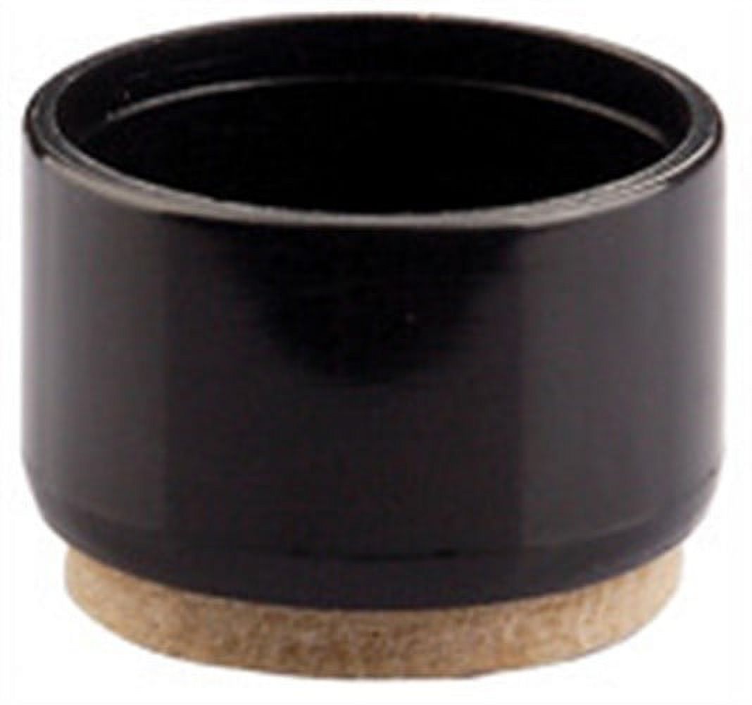 Shepherd 3933 1" Black Round Plastic Leg Tips With Felt Base 4 Count