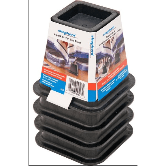 Shepherd 9523 Bed Risers 4 Count Requested Update Title: Shepherd 9523 Heavy-Duty Bed Risers, 4-Pack, Raises Bed Up to 8 Inches, Black Furniture&nbsp;