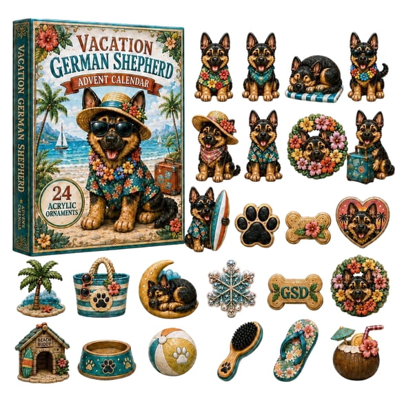 Shepherd Advent Calendar, 24 Pcs Beach Blind Box Figures Set, Keepsake Gift for Decor Enthusiasts, Festive Holiday Tree Room Decor