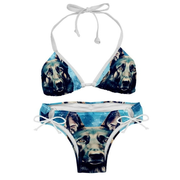 Shepherd Dog Chic One-Piece Swimsuits Bikini Set: Detachable Sponge, Adjustable Strap, Two-Pack, for Pools and Beaches