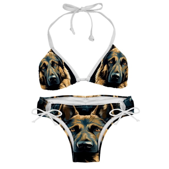 Shepherd Dog Detachable Sponge Adjustable Strap Bikini Set Two-Pack - Ideal for Beach & Pool Parties