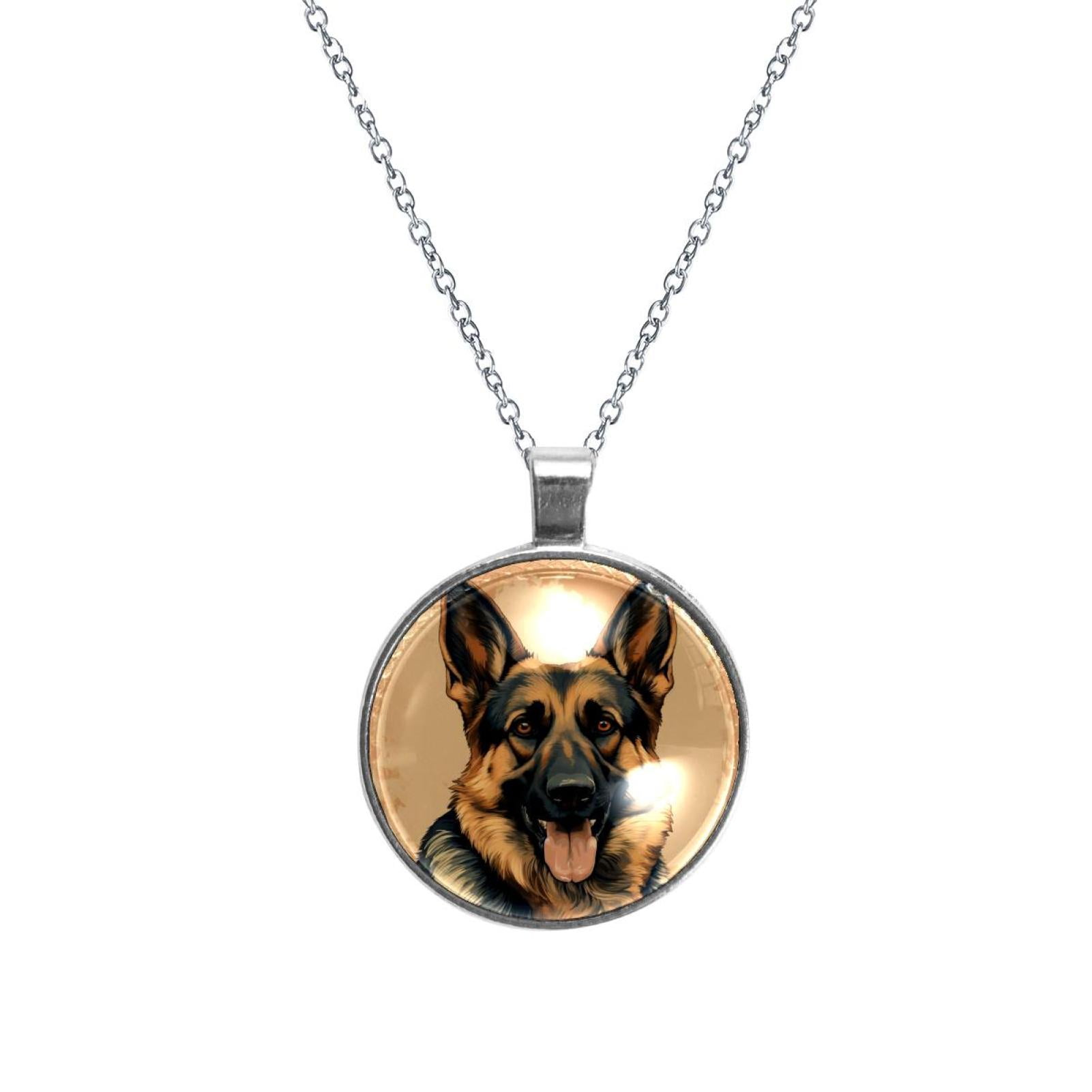 Shepherd Dog Glass Circular Pendant Necklace - Elegant Jewelry for ...