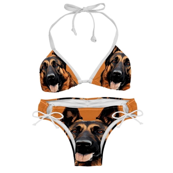 Shepherd Dog One-Piece Swimsuit Bikini Set, Detachable Sponge, Adjustable Strap, Two-Pack, Beach Vacation Wear