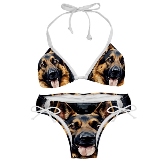 Shepherd Dog Women's Detachable Sponge Adjustable Strap Bikini Set Swimsuit - Two-Pack for Beach Pool Party