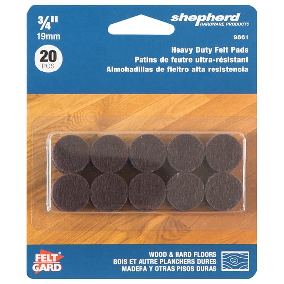 Shepherd Hardware 9861 Protective Pad, Felt, Dark Brown, 3/4 in Dia, Round