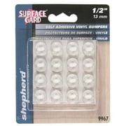 Shepherd Hardware 1/2-Inch Surface Gard Clear Adhesive Vinyl Bumper Pads,- 3 Packs Of 16 Count = 48 Count