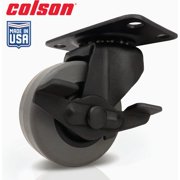Colson 2 In. Gray TPR & Black Swivel Plate Caster with Locking Brake 82240
