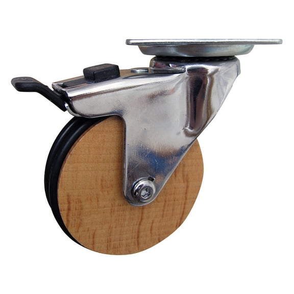 Shepherd Hardware 3 in. Swivel Caster Wheel with Brake - Wood