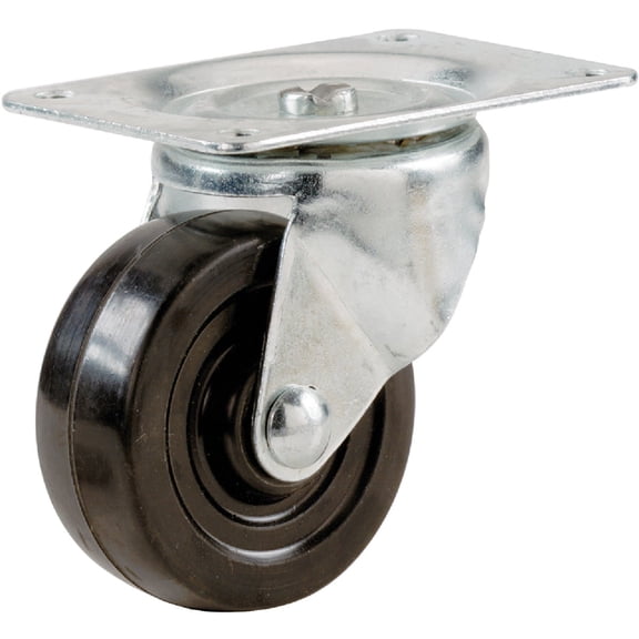 Shepherd Hardware 9478 2-1/2-Inch Soft Rubber Swivel Plate Caster, 100-lb Load Capacity