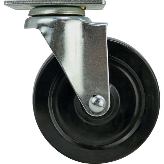 Tru-Guard Soft Rubber Swivel Plate Caster 9787 - 5 Inch Wheel - Black, 1 Pack