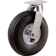 Shepherd Hardware 8 In. Pneumatic Swivel Plate Caster - Heavy-Duty Rubber Wheel - Black