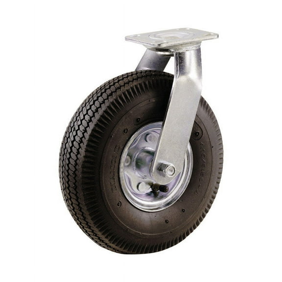 Shepherd Hardware 8 In. Pneumatic Swivel Plate Caster - Heavy-Duty Rubber Wheel - Black