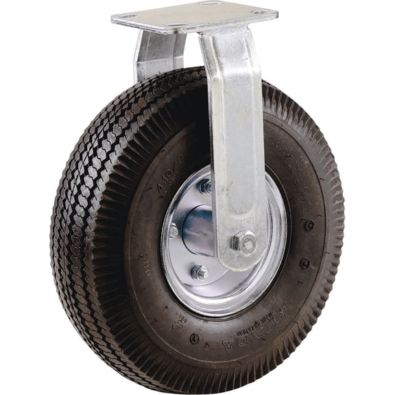 Shepherd Hardware 9795 8-Inch Pneumatic Caster Wheel, Rigid Plate, Steel Hub with Ball Bearings, 5/8-Inch Bore Centered Axle , Black