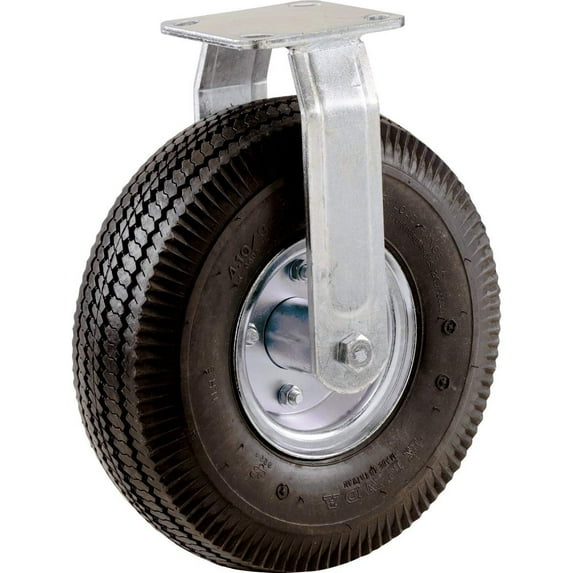 Shepherd Hardware Pneumatic Caster Wheel Rigid Plate - Steel Hub, 10", Black — Standard Mounting Hardware, Drop-In Replacement