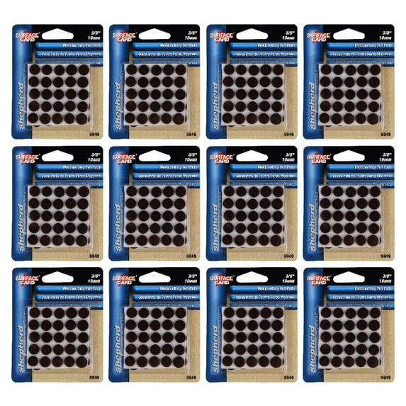 Shepherd Hardware 9949 Felt Gard Pads 3/8 inch Adhesive Protect Buffer 75 Count Brown, 12-Pack