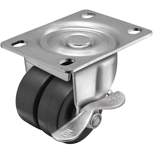 Gray Steel 2.5-Inch Swivel Plate Caster with 175-lb Capacity