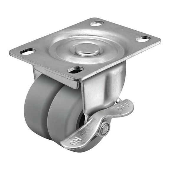 Shepherd Hardware Plate Caster,Swivel,Rubber,2 13/16"H C0020120ZN-TPR01(GG)B