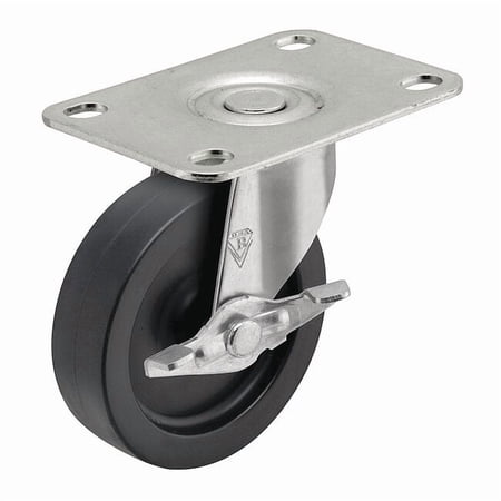 3" X 13/16" Non-Marking Polyolefin Swivel Caster, Side Brake, Loads Up To 120 lb