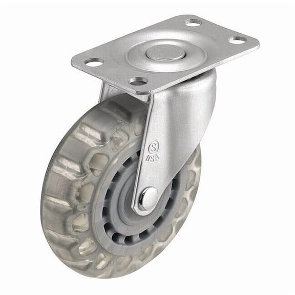 Shepherd Hardware Plate Caster,Swivel,Polyurethane,3 1/2"H PRE30120ZN-VPR01(CG)