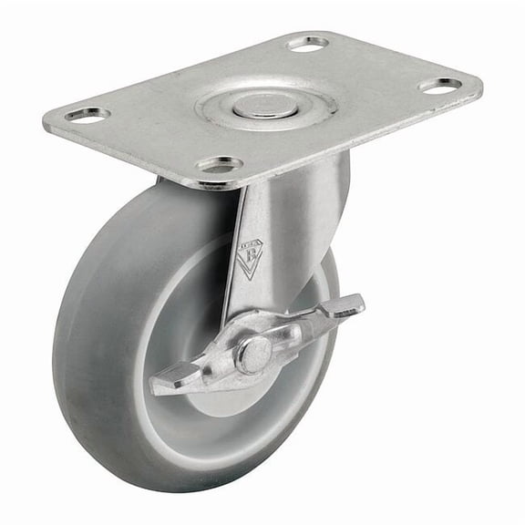 Shepherd Hardware Plate Caster,Swivel,Rubber,5 7/8"H PRE50120ZN-MNTB