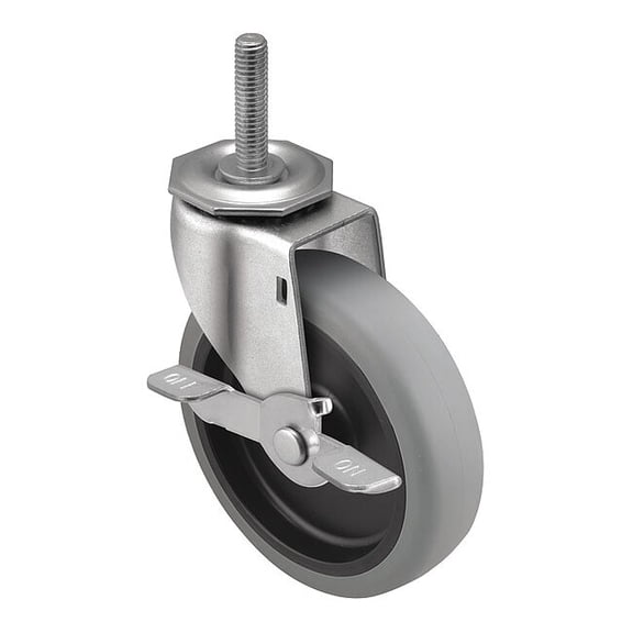 Shepherd Hardware Stem Caster,5"dia,Polyurethane,150lb PRE50748ZN-TPUB