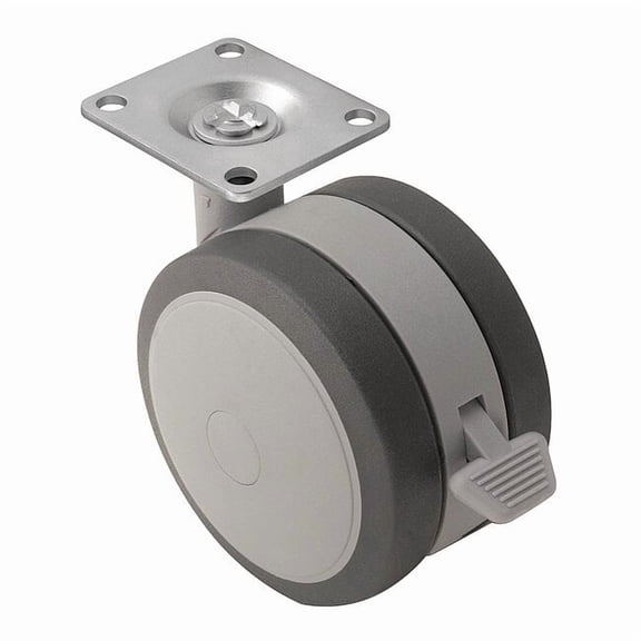 Shepherd Hardware Plate Caster,Swivel,TPR,2 3/8"H PSF50101GR-B