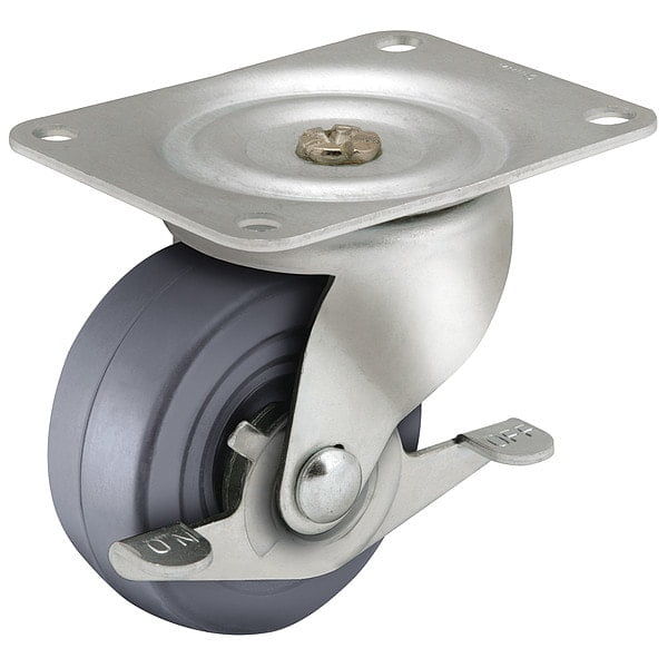 Gray Steel 2.5-Inch Swivel Plate Caster with 175-lb Capacity