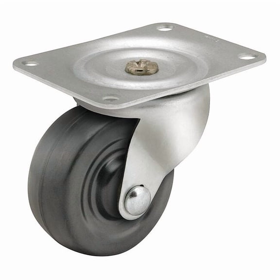Shepherd Hardware Plate Caster,Swivel,Rubber,3 13/16"H PSQ30119ZN-3R