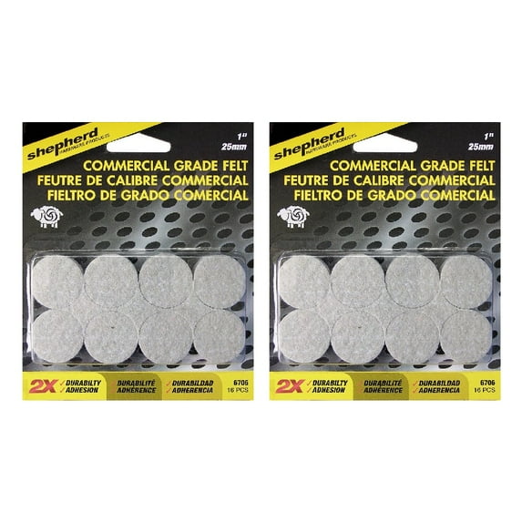 Shepherd Hardware Commercial Grade Felt Protectors Adhesive Beige 16 Count, 2-Pack