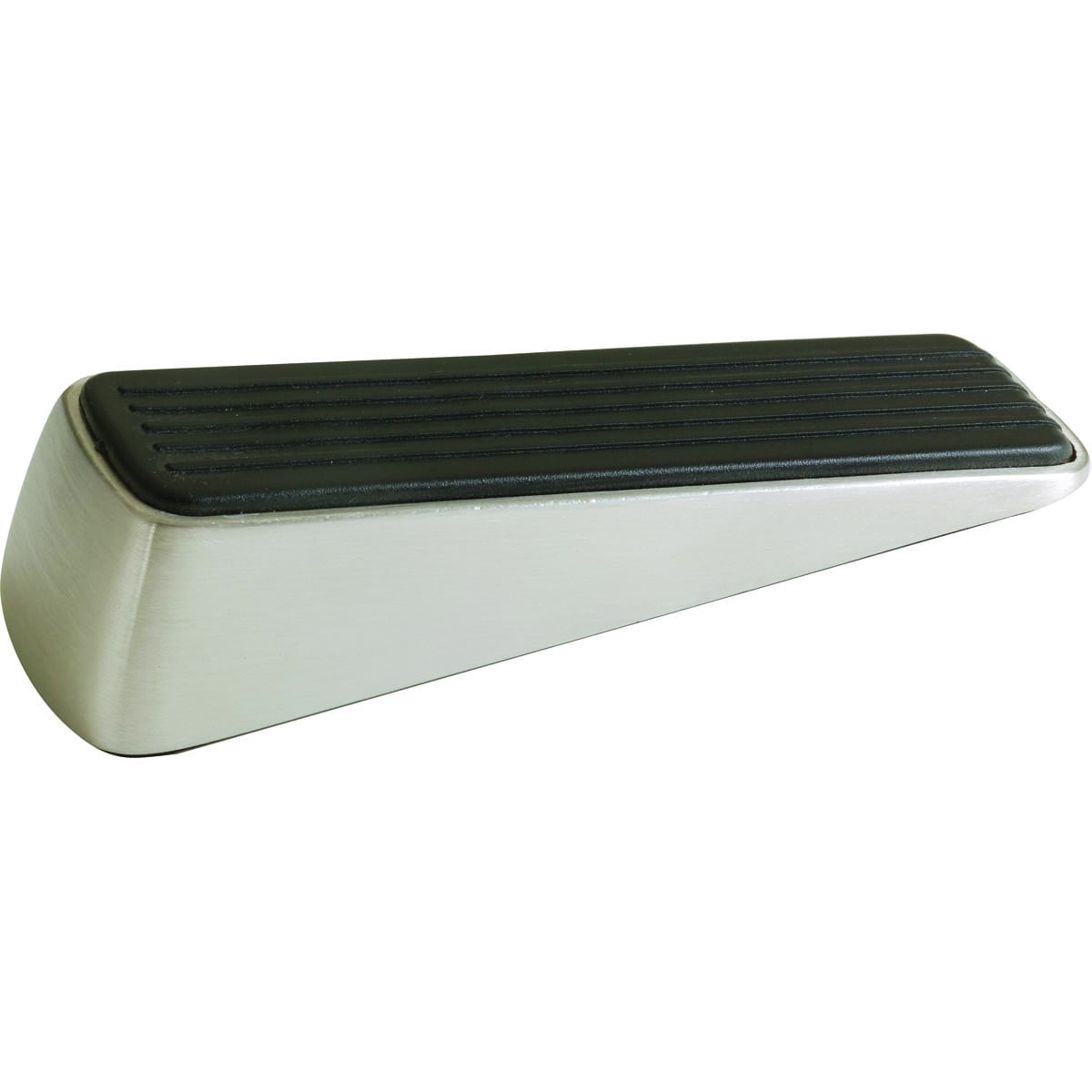 Satin Nickel Wedge Door Stop with Non-Skid Rubber Base