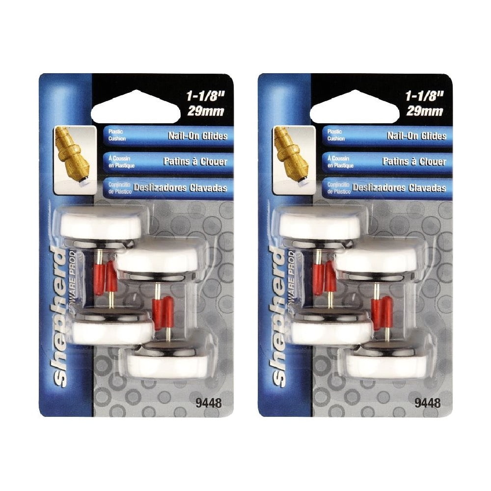 Shepherd Hardware Nail on Cushioned Furniture Glides 11/8in White