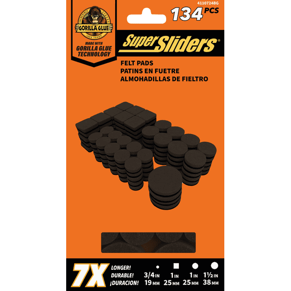 Shepherd Hardware Super Sliders Gorilla Glue Self-Adhesive Furniture Pad1 - Pack of 6