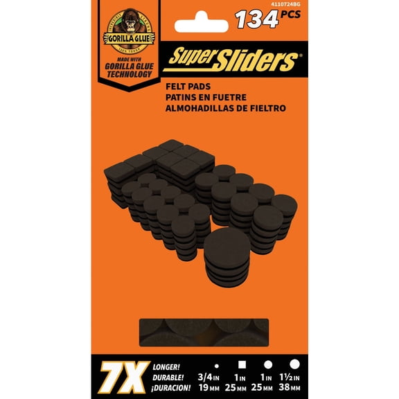 Shepherd Hardware Super Sliders Gorilla Glue Self-Adhesive Furniture Pad1 - Pack of 8