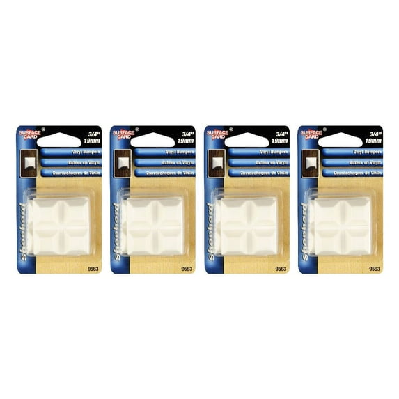 Shepherd Hardware Vinyl Bumpers Adhesive 3/4 in Square 12 Count White, 4-Pack