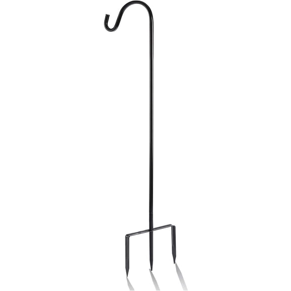Shepherd Hook Adjustable Height 32/24/16 1/2 inch Thick Use at Weddings, Hanging Solar Lights, Lanterns, Bird Feeders, Metal Hanger Hook (Black,32inch). U.S. Patent.
