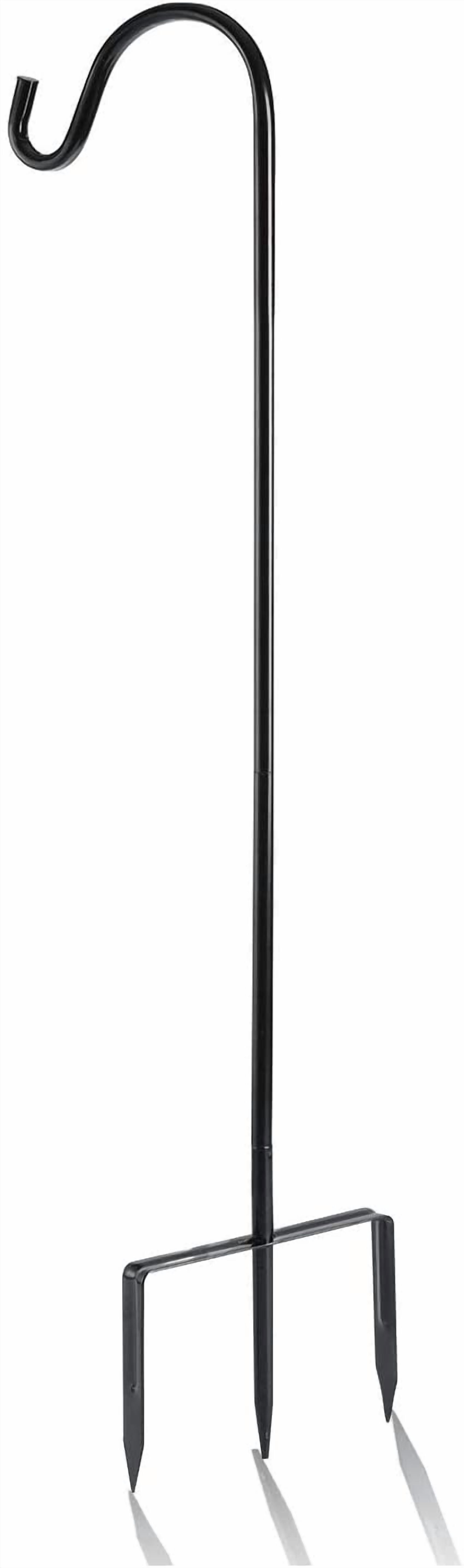 Shepherd Hook Adjustable Height 32/24/16’’ 1/2 inch Thick Use at Weddings, Hanging Solar Lights, Lanterns, Bird Feeders, Metal Hanger Hook (Black,32inch). U.S. Patent.
