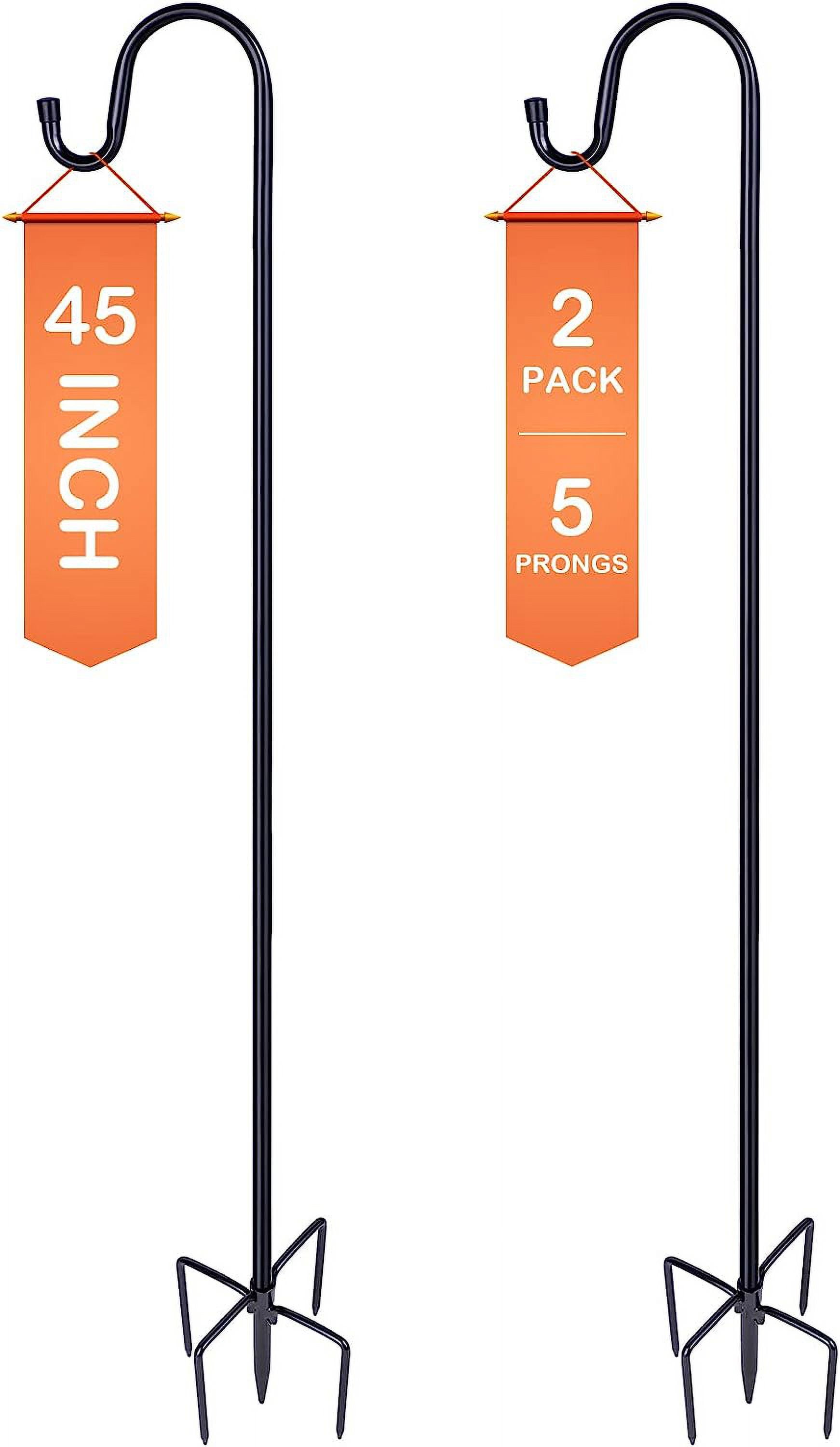 45-Inch Black Powder Coated Metal Shepherd Hooks, 2 Pack