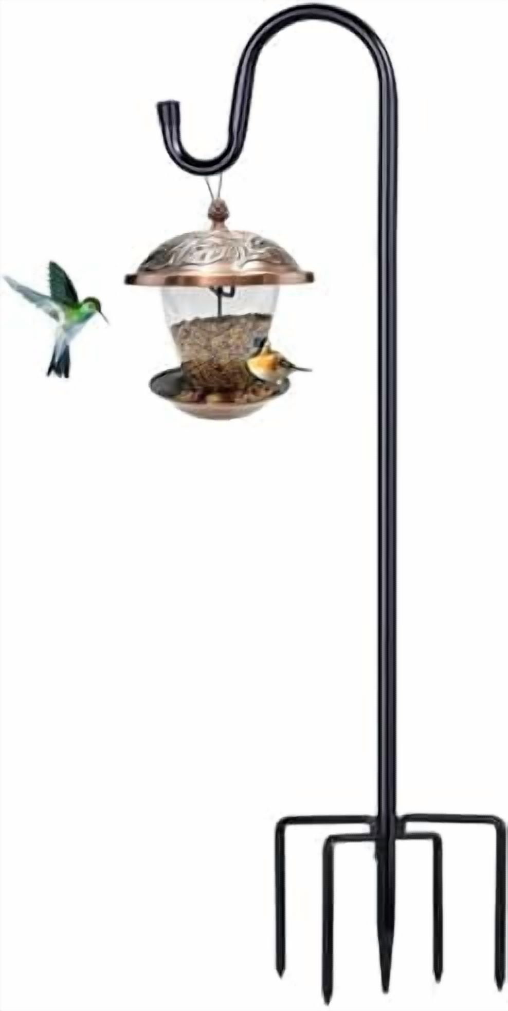 Shepherd Hooks for Outdoor, 1 Pack 94 Inch Bird Feeder Pole with 5 Prongs Base for Hanging Lantern, Hummingbird Feeder, Lightweight Plant, Shepherds Hook for Bird Feeders for Outside