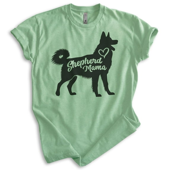 Shepherd Mama T-shirt, Unisex Women's Shirt, German Shepherd Owner, Best Dog Mom Gift, Heather Apple Green, Small
